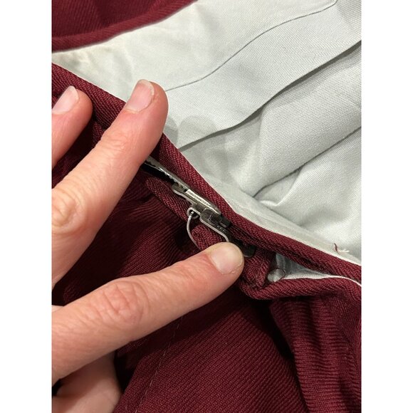 Vintage Burgundy Cropped Pants Adjustable Waist Tabs Made in USA - Picture 6 of 9